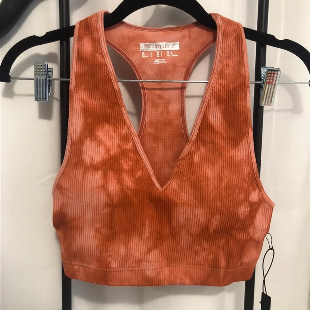 Forever21 F21 rust colored tye dye crop top